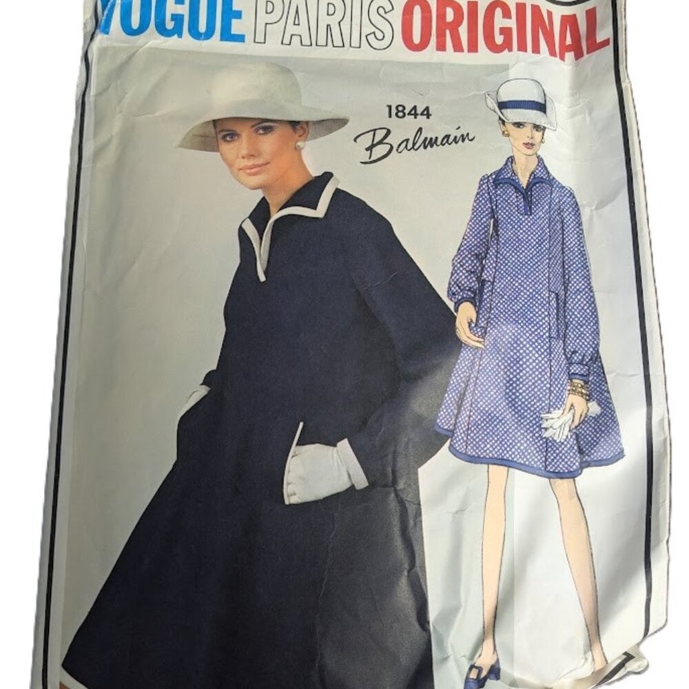 18/38 Vintage Sewing Pattern Vogue 1844 Paris Original Balmain Bias Tent Dress